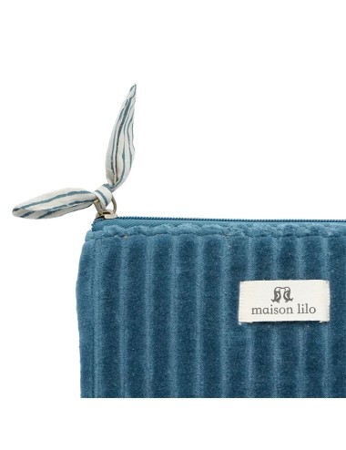 POCHETTE VELOUR BLEU COBALT