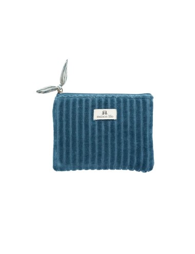 POCHETTE VELOUR BLEU COBALT