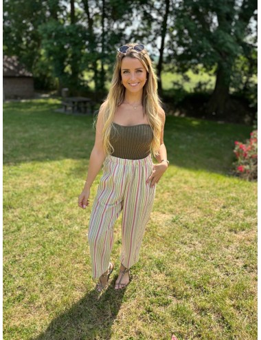 PANTALON JOUDE ROSE/VERT
