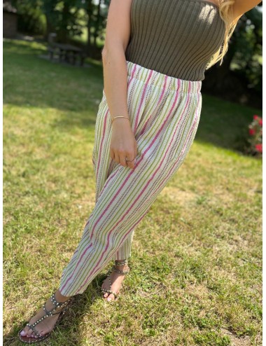 PANTALON JOUDE ROSE/VERT