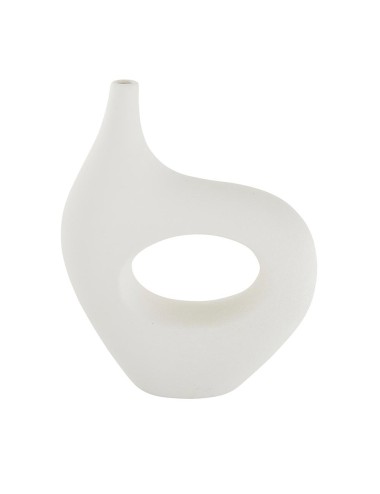 VASE TERRE CUITE ROND BLANC HAUT 24,5 CM