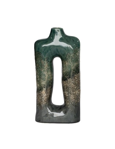VASE TERRE CUITE VERT/GRIS HAUT 30 CM