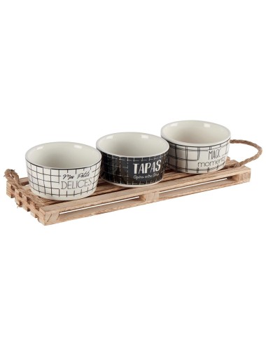 SET 3 RAMEQUINS CERAMIQUE ET SUPPORT