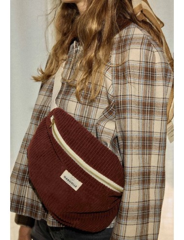 SAC BANANE VELOUR BORDEAUX