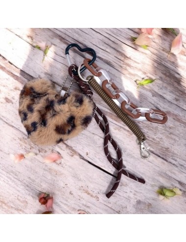 PORTE CLE COEUR LEOPARD