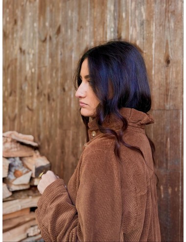 CHEMISIER JULIANE VELOUR COGNAC