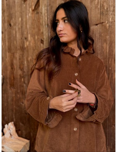 CHEMISIER JULIANE VELOUR COGNAC