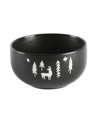 BOL NOIR MOTIFS SAPINS/CERFS