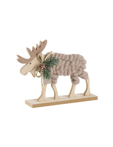 CARIBOU A POSER BOIS/LAINE TAUPE